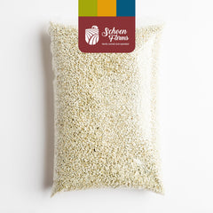 Schoen Farms close-up of safflower seed texture highlighting clean quality