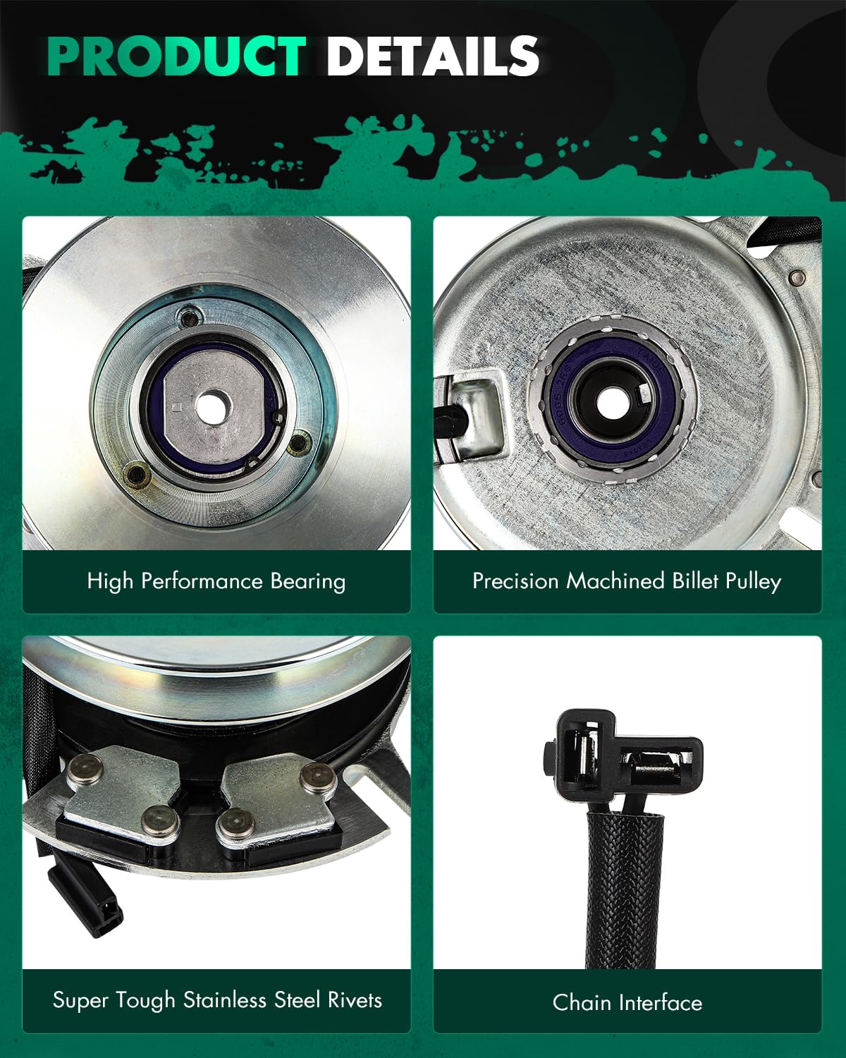 SCITOO clutch brake close-up showing high-temp bearing for durability benefit