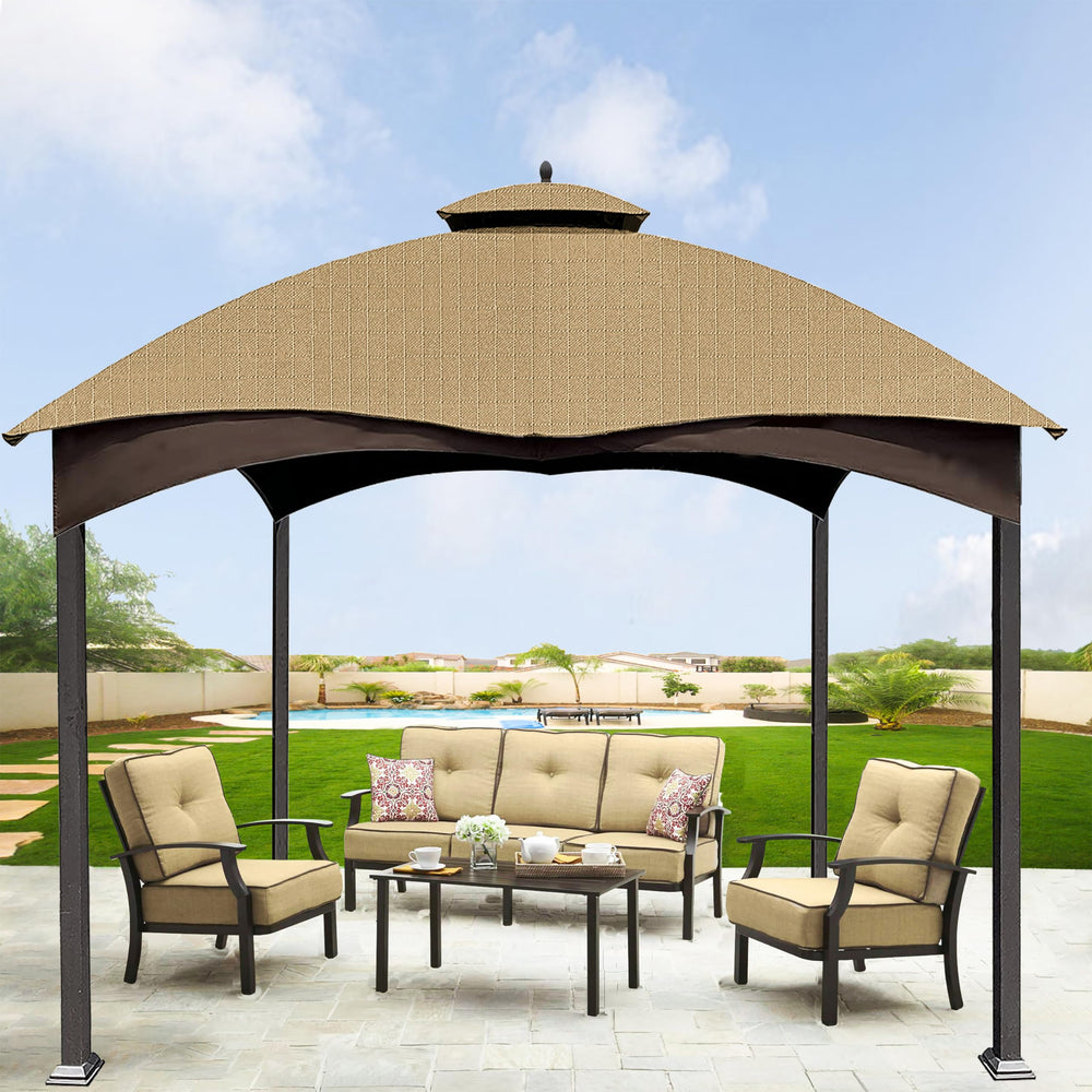 SCOCANOPY beige canopy on backyard gazebo creating comfortable outdoor shade
