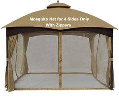 SCOCANOPY beige front view showing full four-side netting protecting gazebo