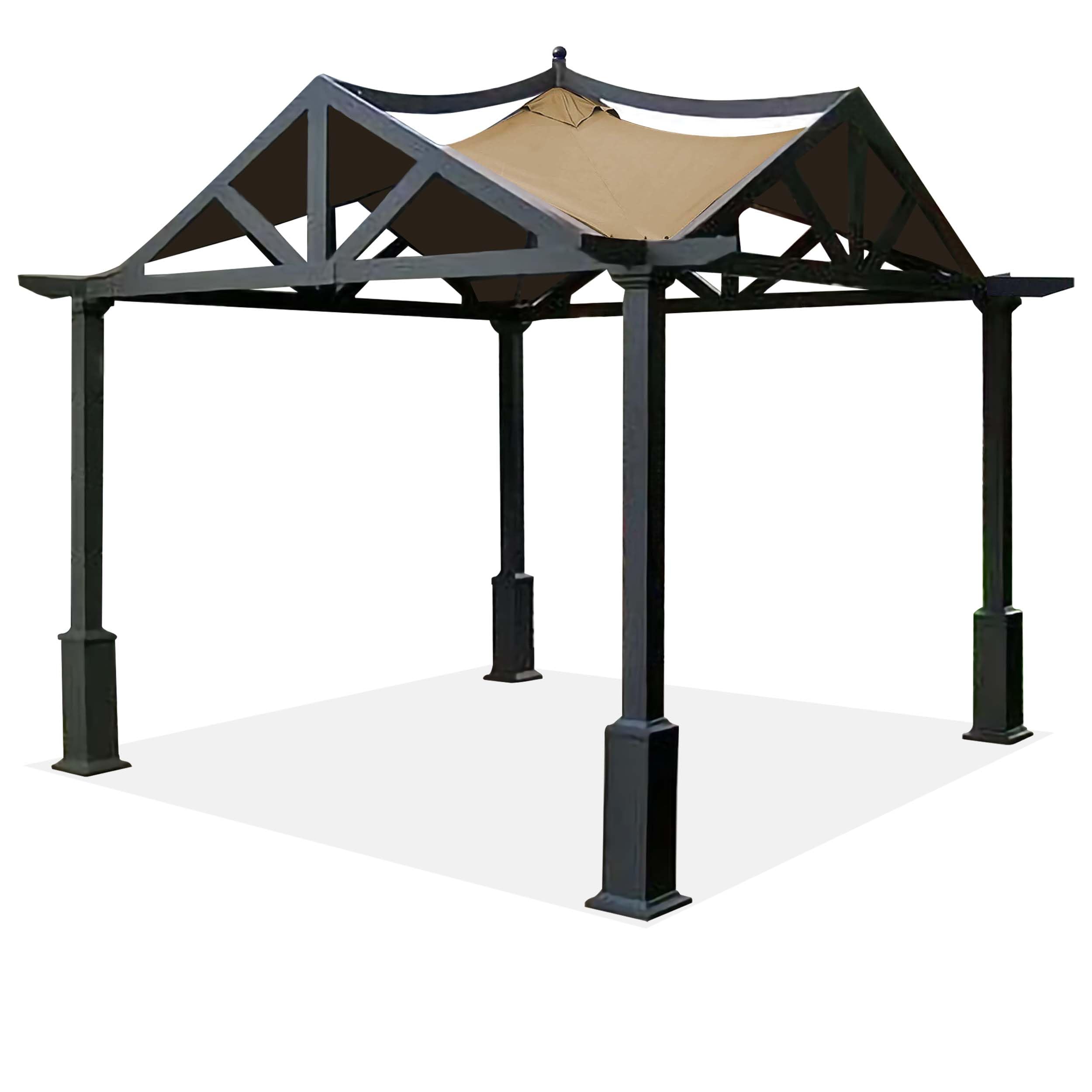 SCOCANOPY beige front view of replacement gazebo top providing refreshed shade