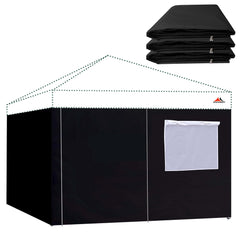 SCOCANOPY front view of black sidewall protecting booth from elements