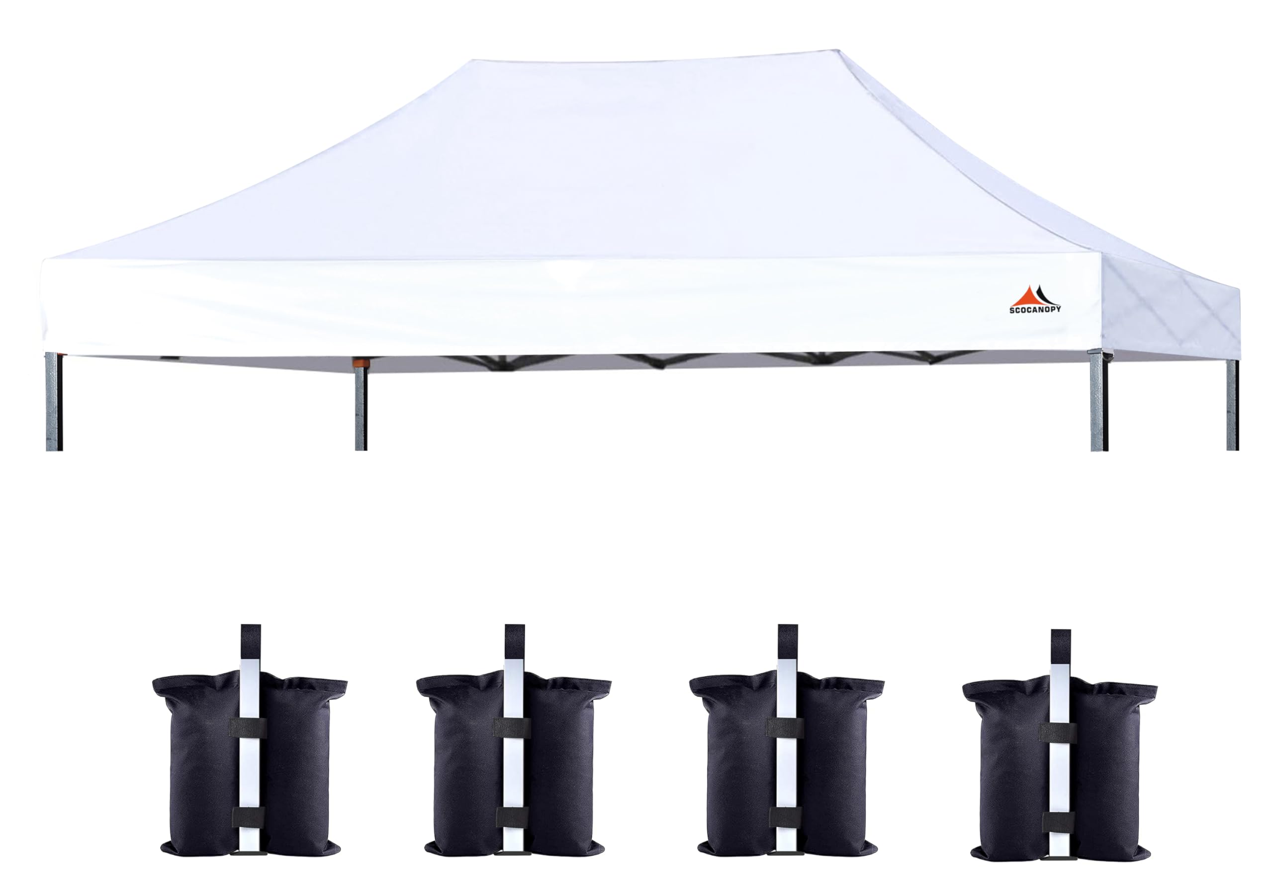 SCOCANOPY front view of full 10x20 replacement cover showing clean branding area and shelter