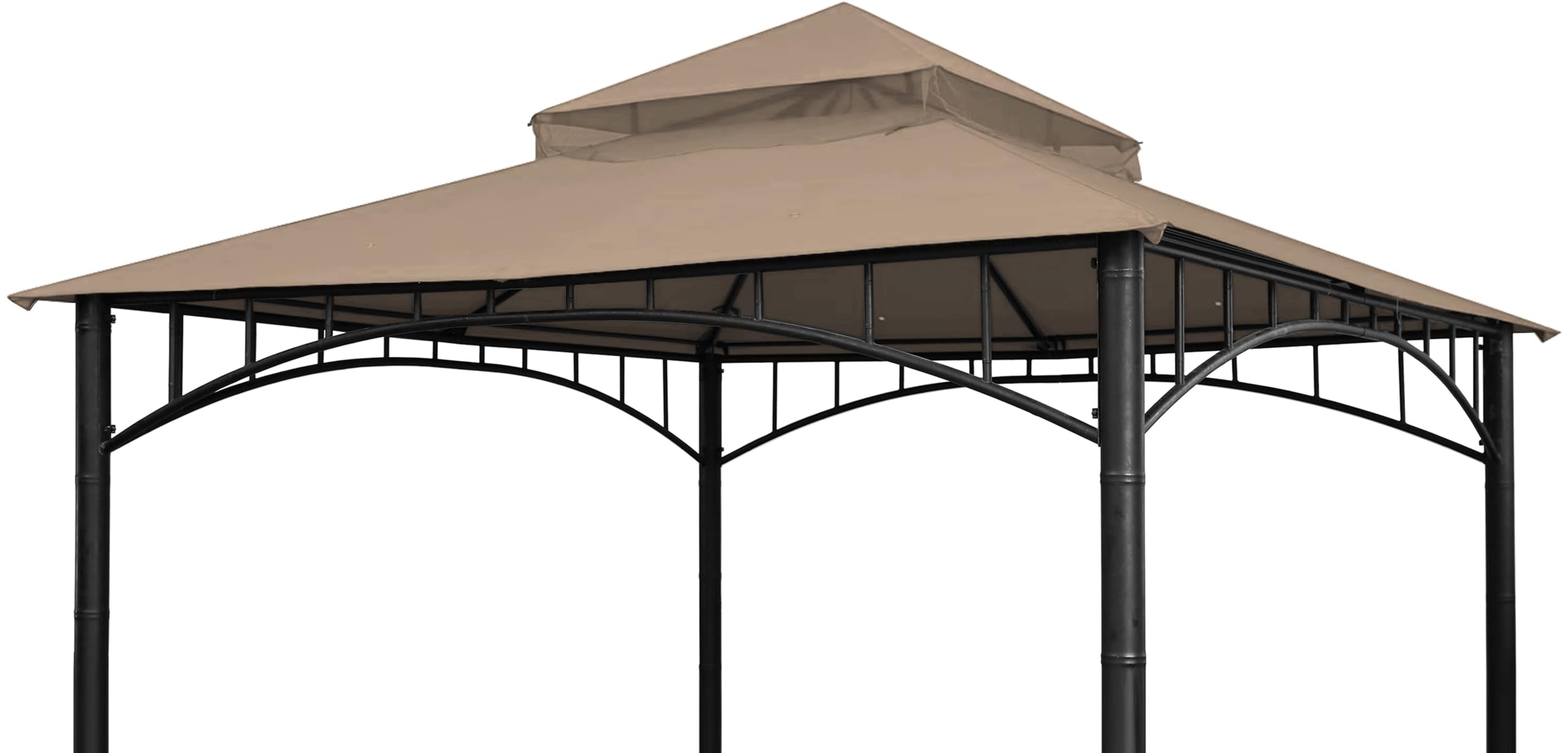 SCOCANOPY front view of new khaki 10x10 cover showing clean fit and shade