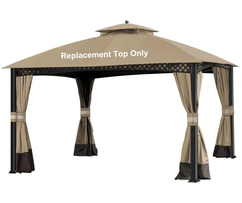 SCOCANOPY front view of khaki replacement canopy restoring outdoor shade