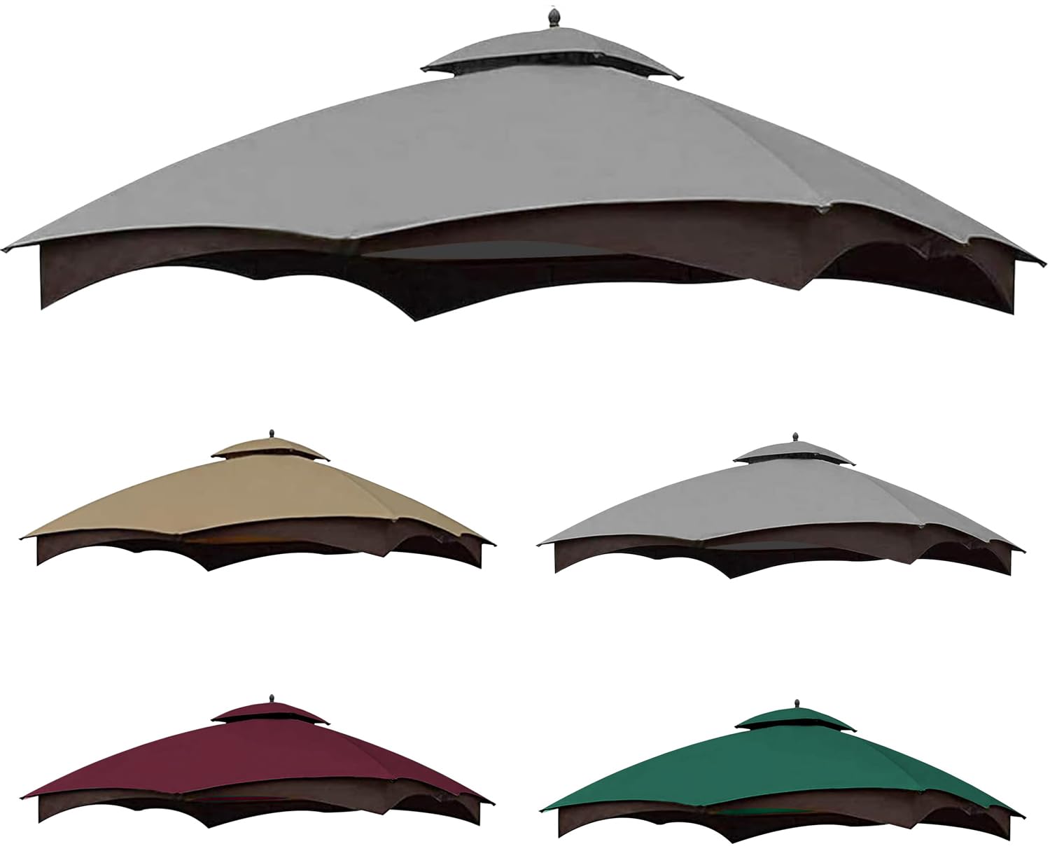 SCOCANOPY front view of grey replacement top showing neat fit and restored gazebo look