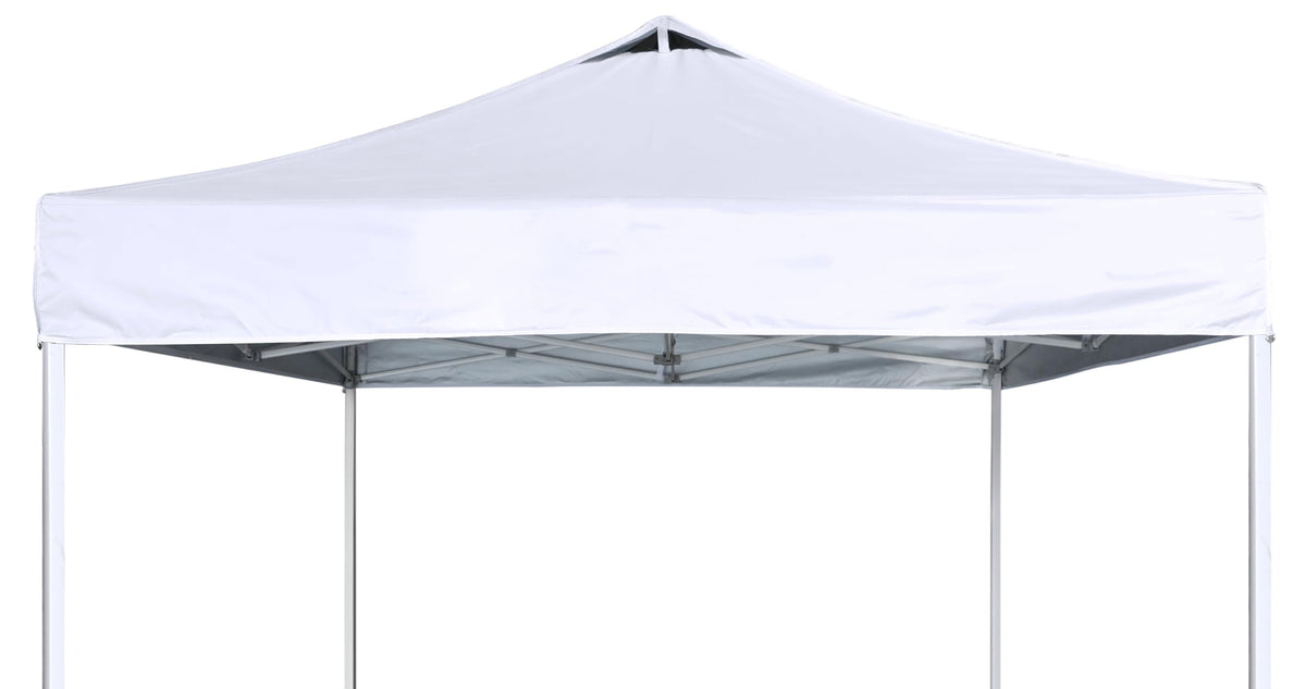 SCOCANOPY front view of white 10x10 top showing clean profile and protection