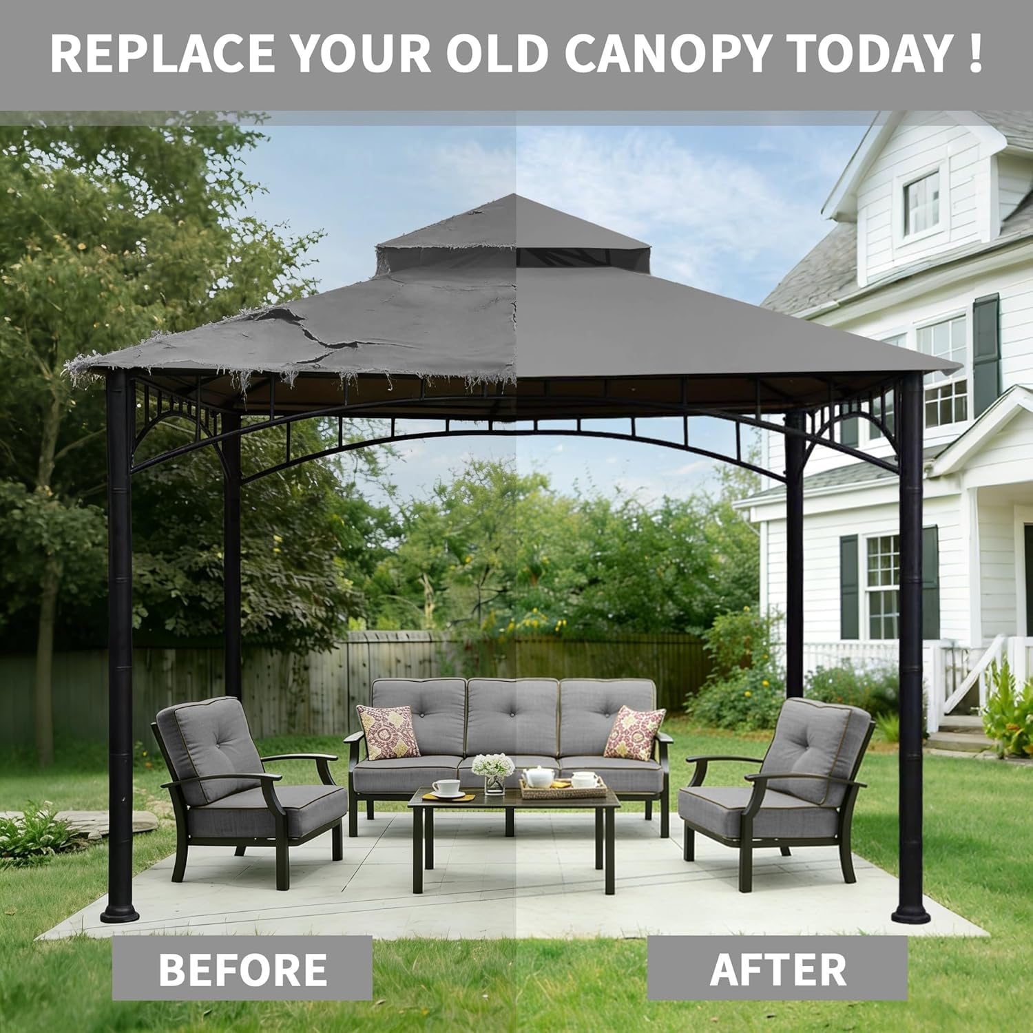 SCOCANOPY installed on compatible SUNJOY frame illustrating proper fit