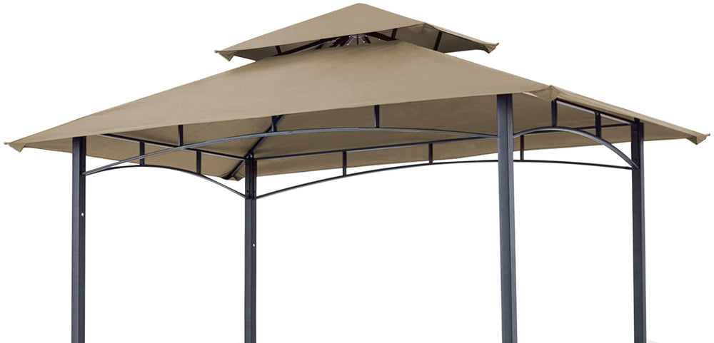 SCOCANOPY front view of khaki replacement grill gazebo top showing fit and coverage