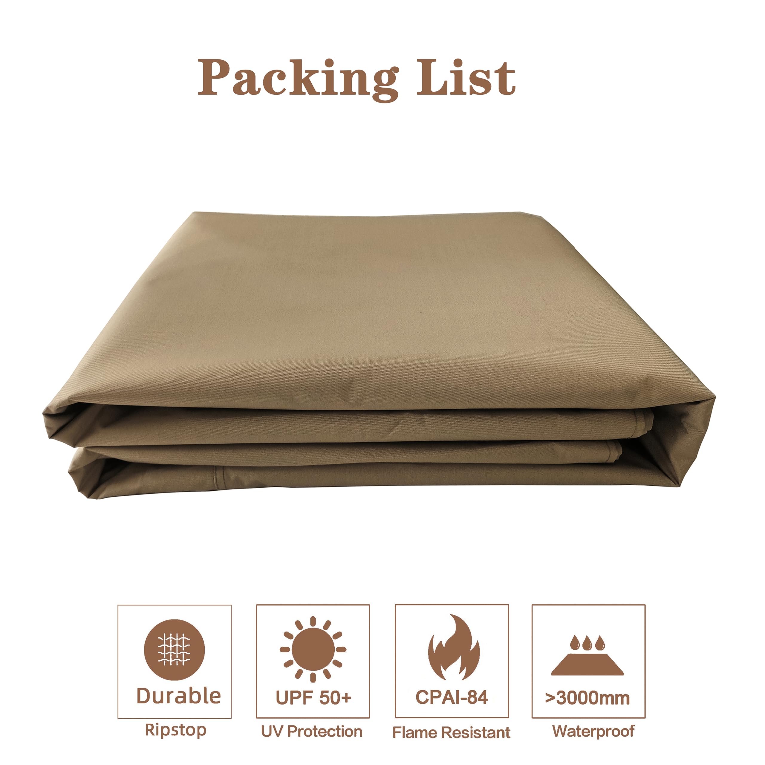SCOCANOPY canopy laid beside measuring tape showing exact 95x59.3 and 30x18 sizes