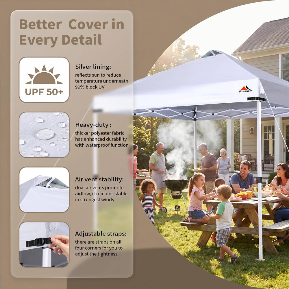 SCOCANOPY white cover installed on a frame outdoors demonstrating weather protection