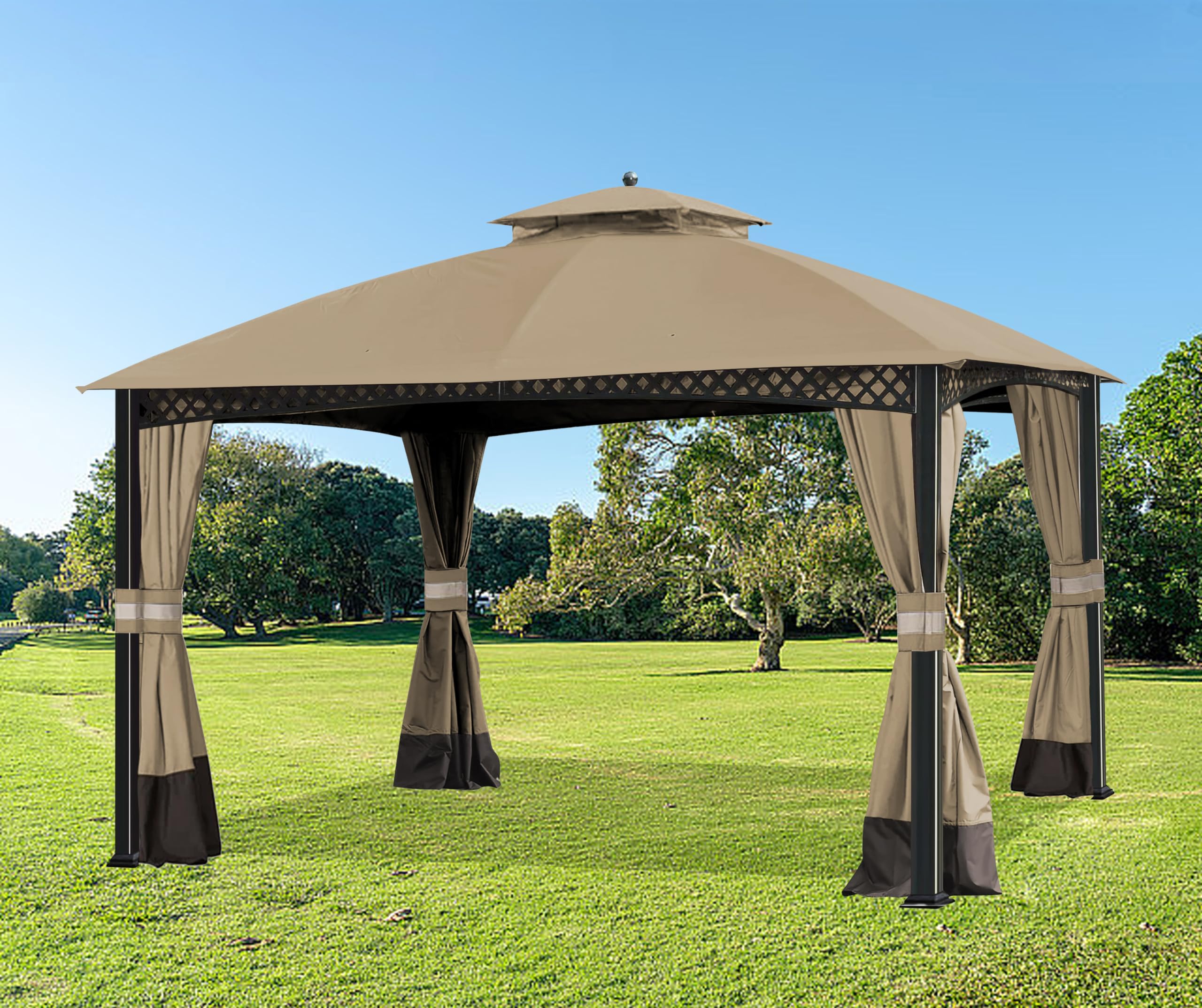 SCOCANOPY in backyard lifestyle scene providing shaded patio comfort