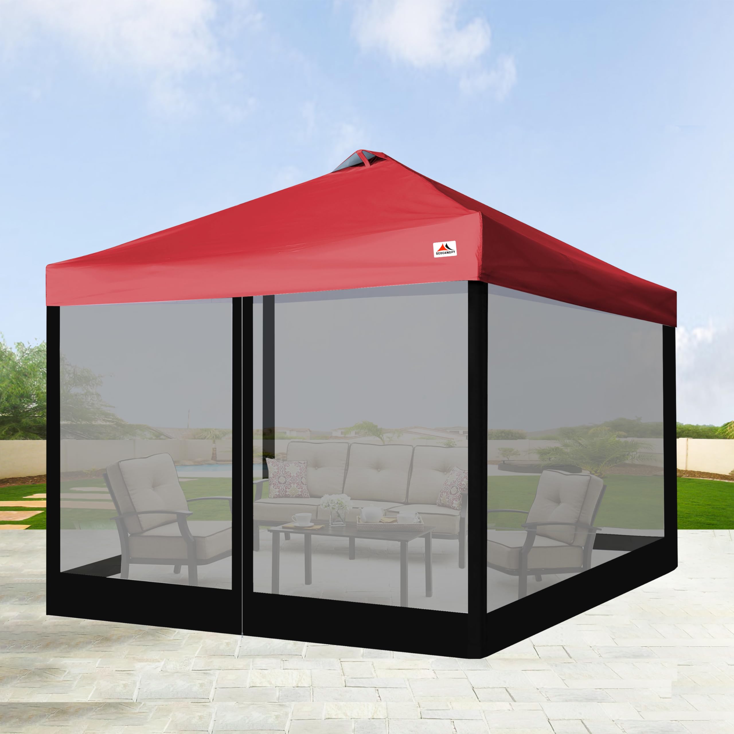 SCOCANOPY lifestyle with family under mesh offering comfortable protection