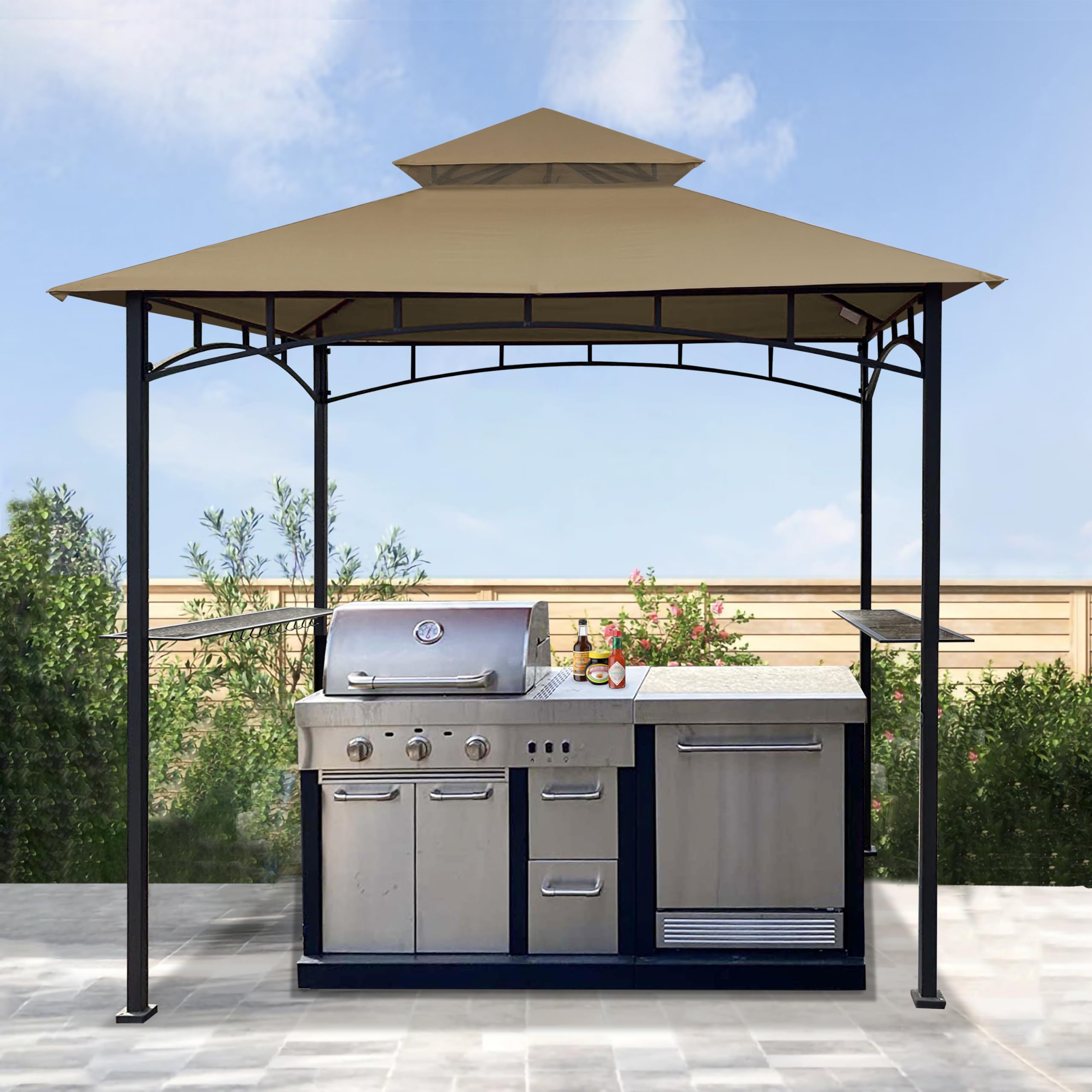 SCOCANOPY replacement top in a backyard grill setup enhancing outdoor use