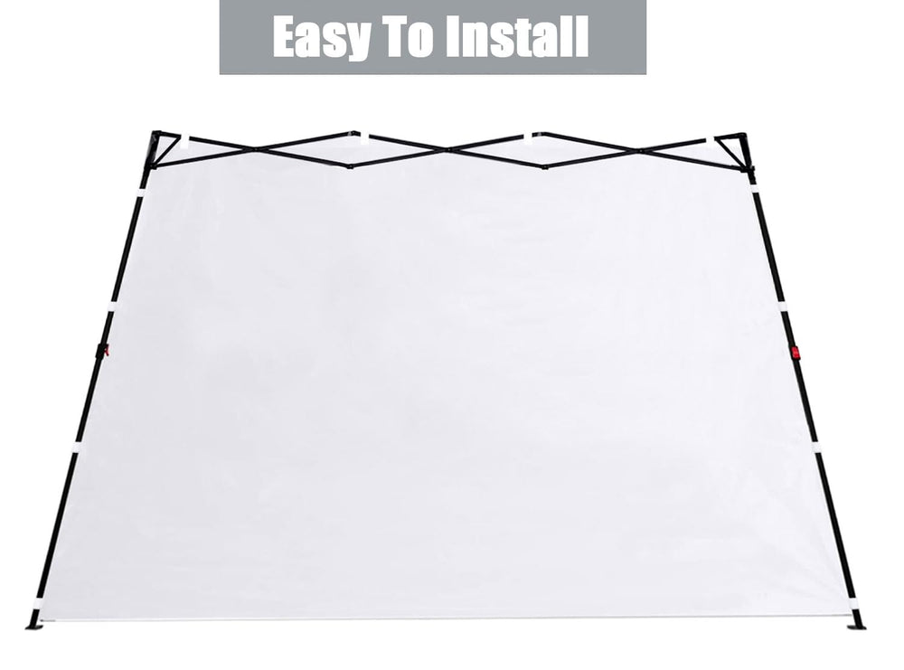 SCOCANOPY panel beside a person showing dimensions and fit for 10x10 slant-leg