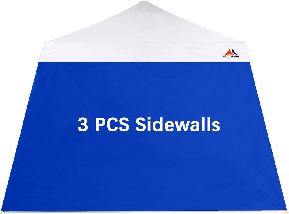 SCOCANOPY front view of blue sidewall showing full coverage and privacy