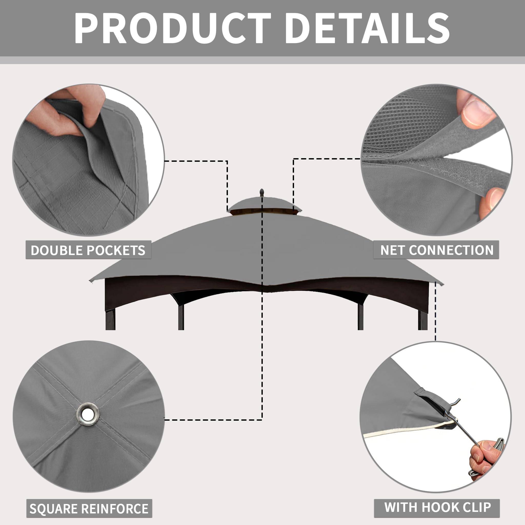 SCOCANOPY top measurement diagram illustrating the exact dimensions for proper fit