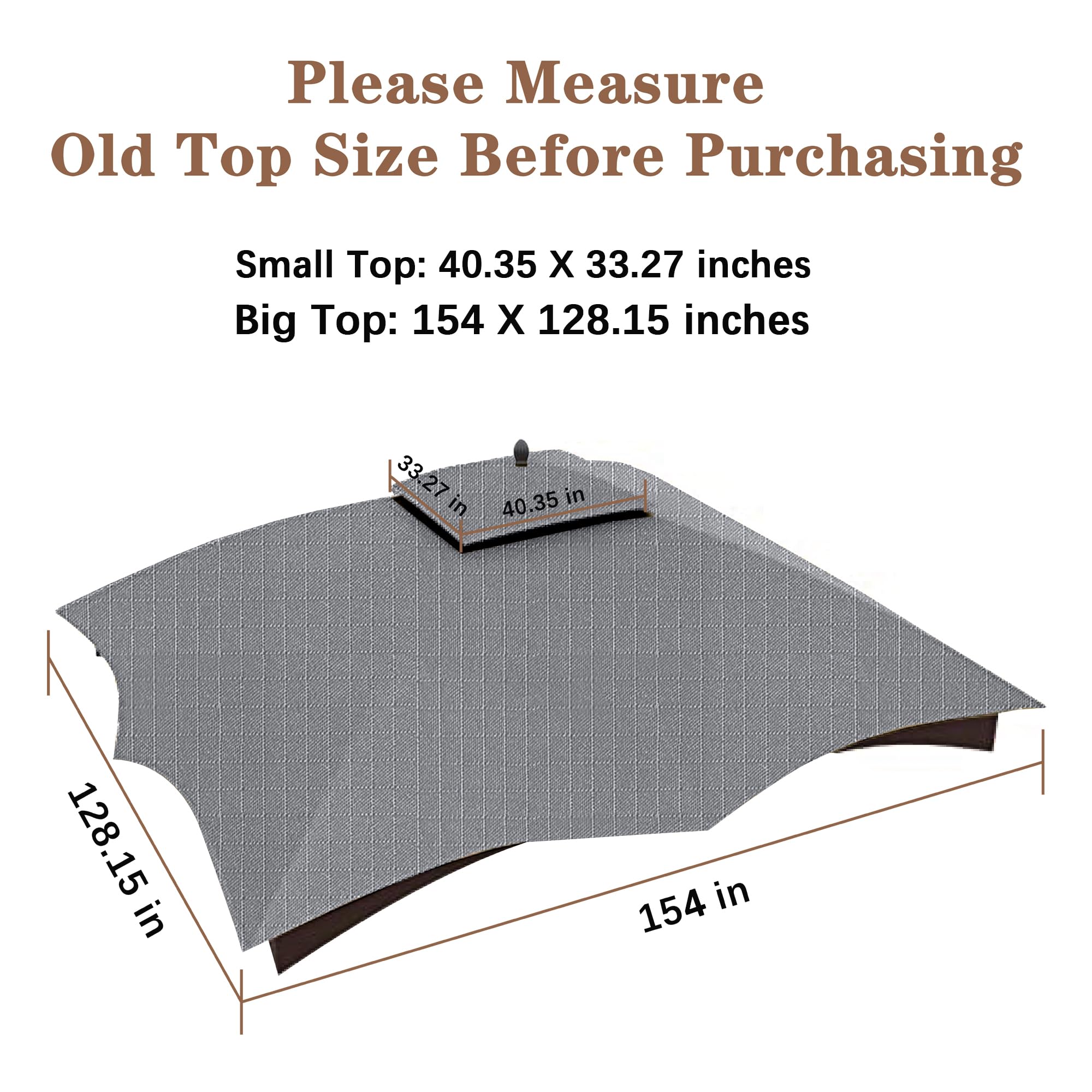 SCOCANOPY top next to tape measure showing correct model dimensions