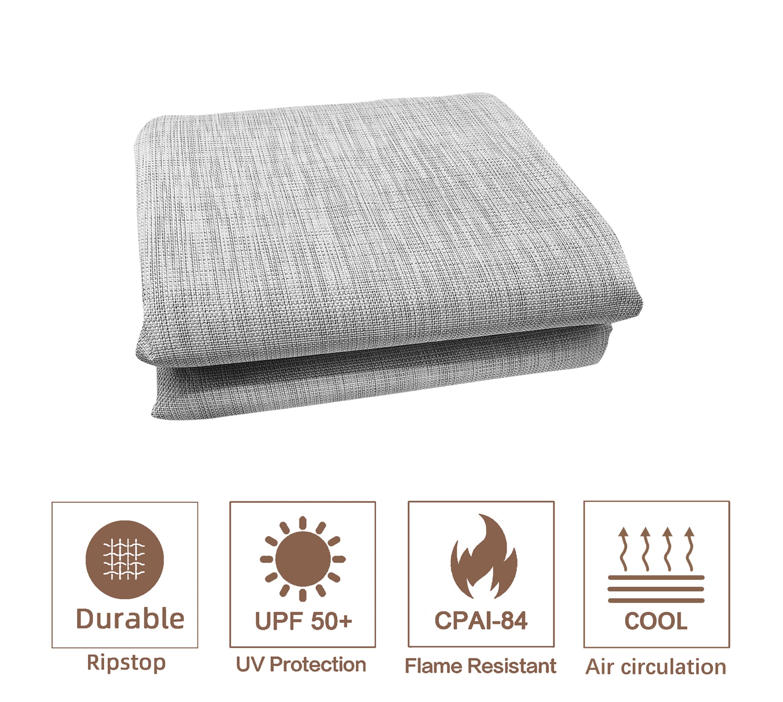 SCOCANOPY size comparison beside patio chair illustrating 200x103 inch coverage and scale