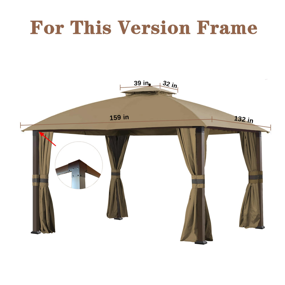SCOCANOPY size comparison on patio with furniture demonstrating 10x12 coverage