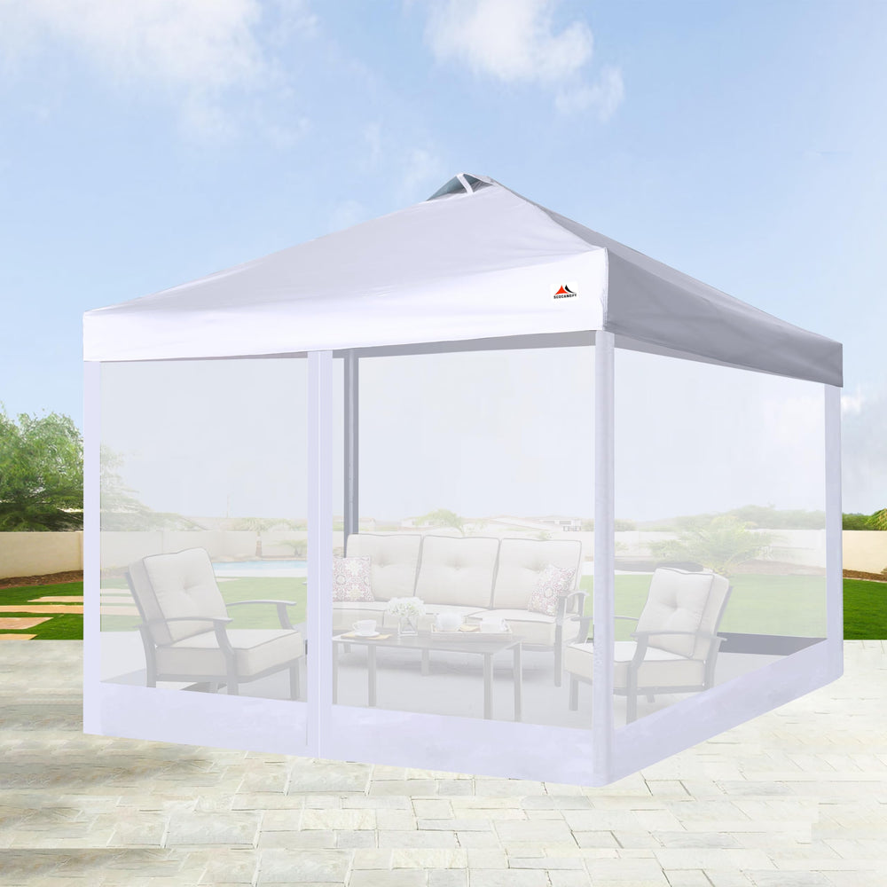 SCOCANOPY Velcro top straps securing mesh to canopy trusses for quick installation