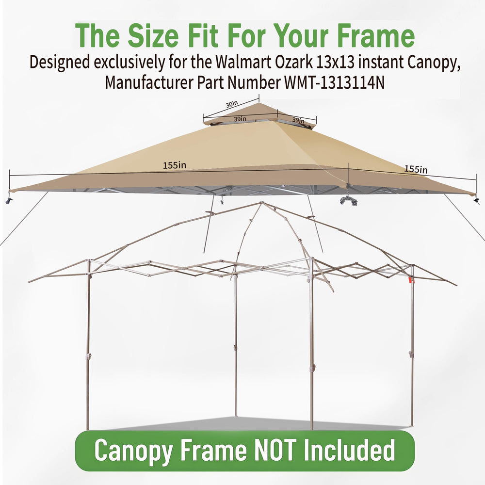 SCOMANAGE canopy top with measuring tape showing 13x13 scale for correct fit benefit