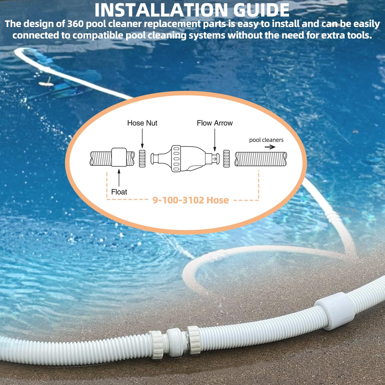 Sconva flexible hose bent to show resilience and easy handling for quick pool repairs