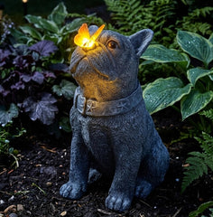 Scoomor side profile of Frenchie statue showing durable resin and sculpted posture