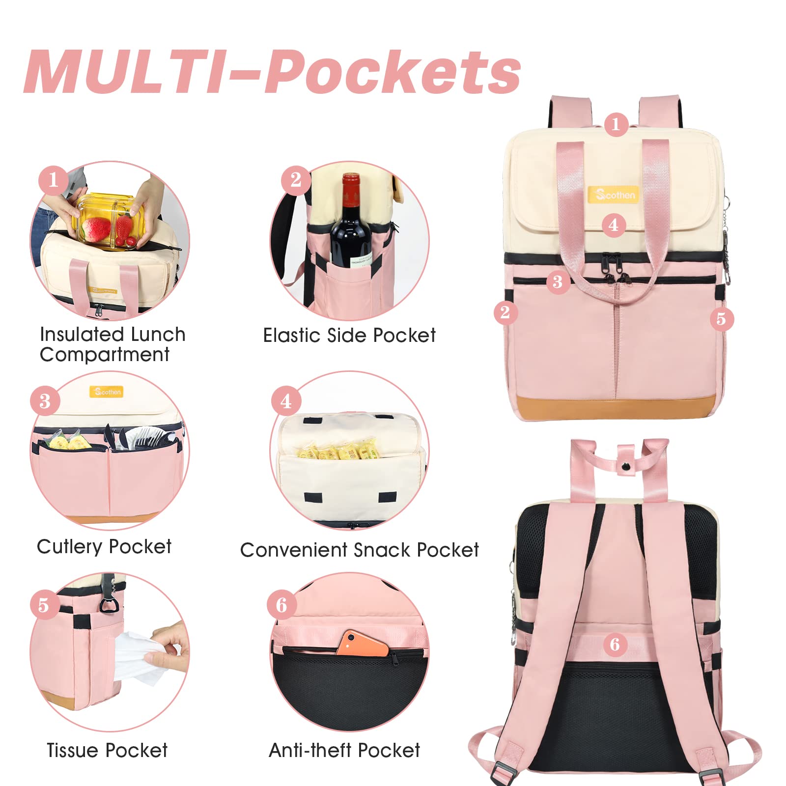 Scothen worn as a backpack and carried as a tote demonstrating versatile hands-free travel comfort