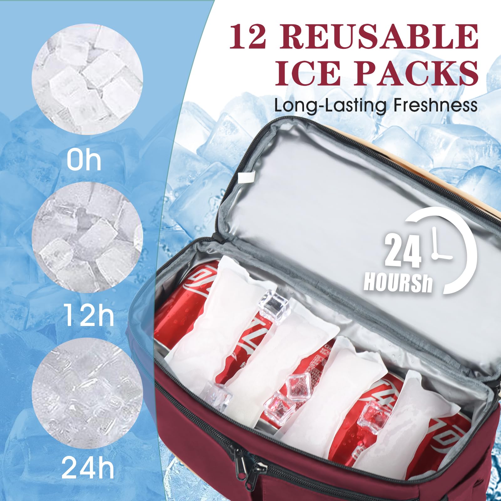 Scothen lower compartment open with ice packs keeping drinks cold