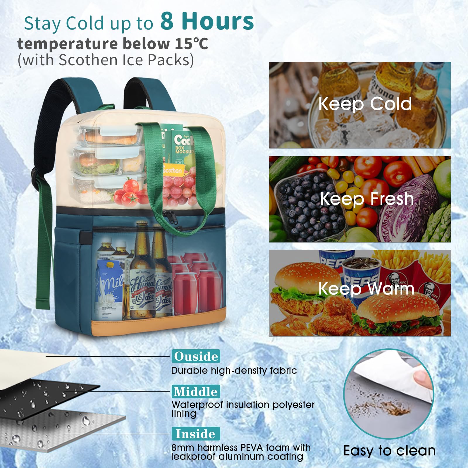 Scothen side pocket with tall bottle, convenient access and secure storage