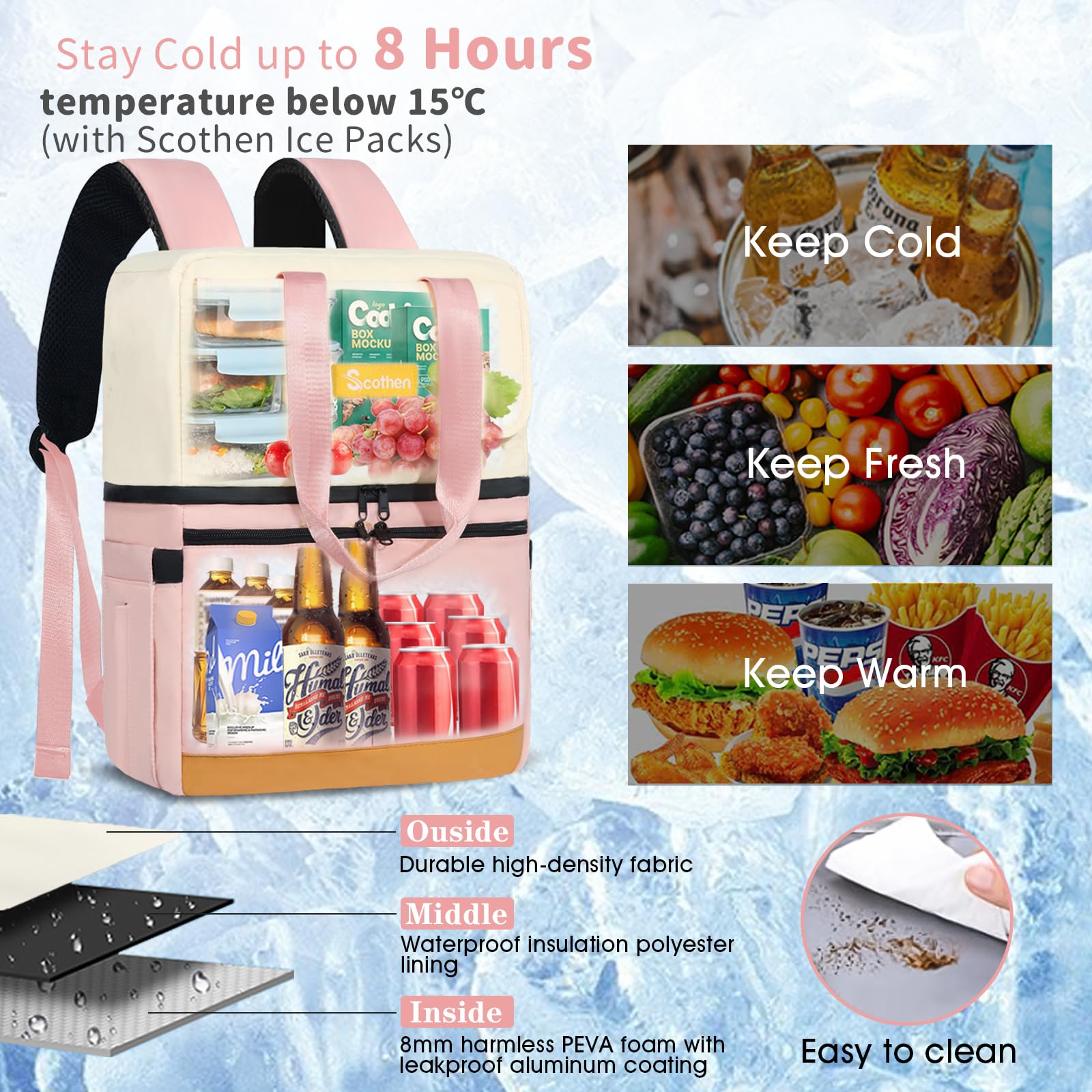 Scothen upper compartment storing warm lunch and dry goods safely separated to preserve flavors