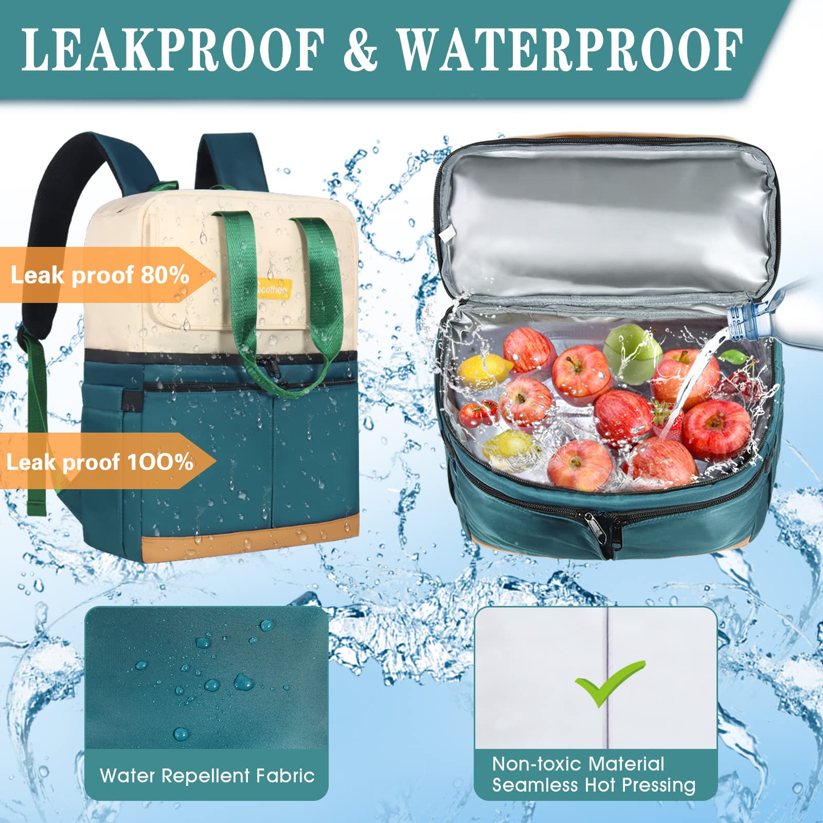 Scothen upper compartment holding lunch and dry goods, keeps food separate and fresh