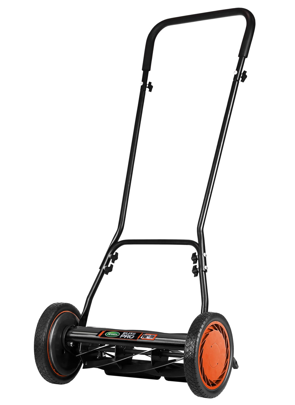 Scotts front view showing 16-inch deck and clean cut benefit