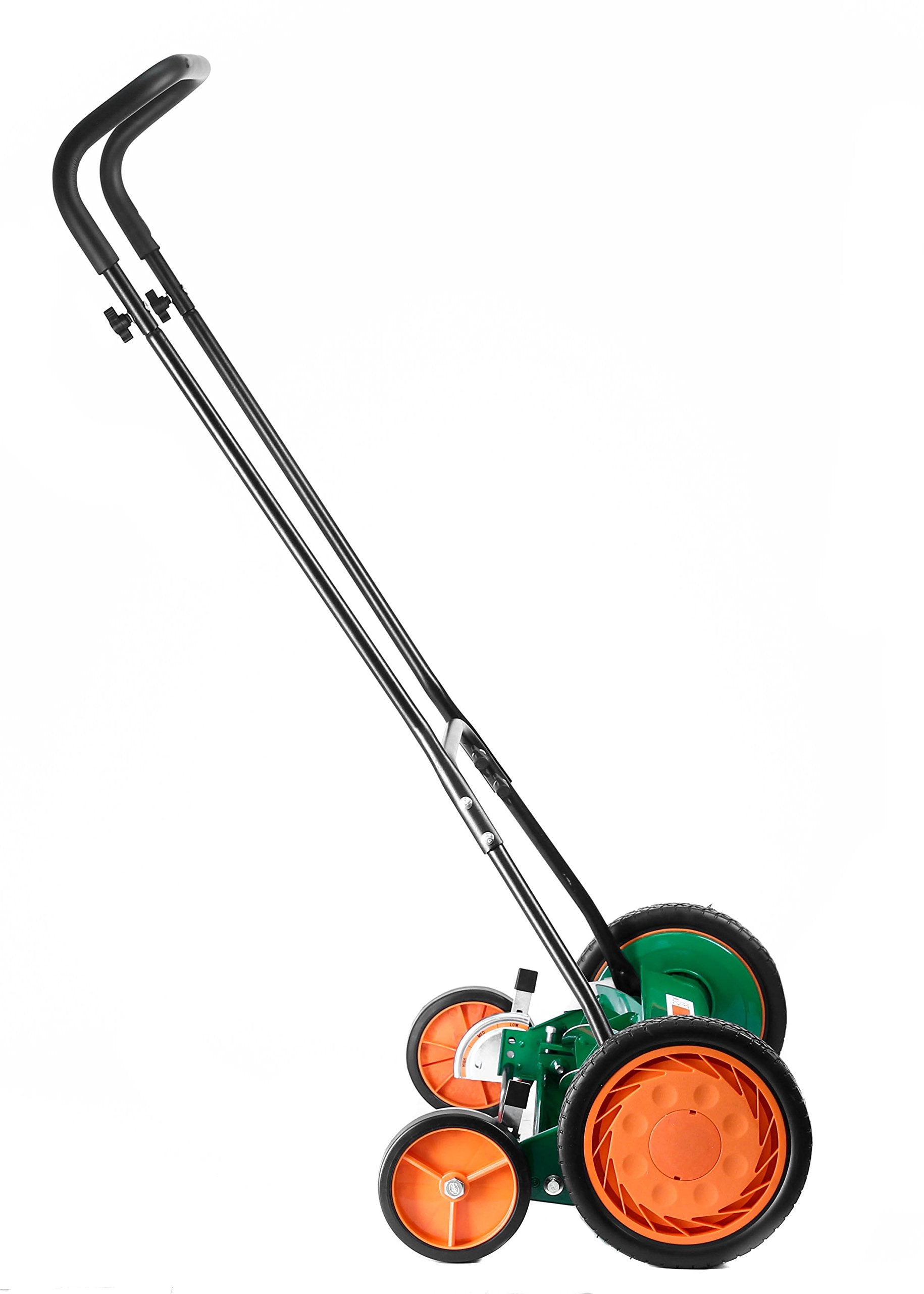 Scotts five-blade reel closeup demonstrating precise scissor-like cut benefit