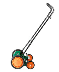 Scotts mower side profile with dual tracking wheels for easier pushing benefit