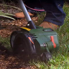 Scotts edger showing three-position blade height for trenching versatility