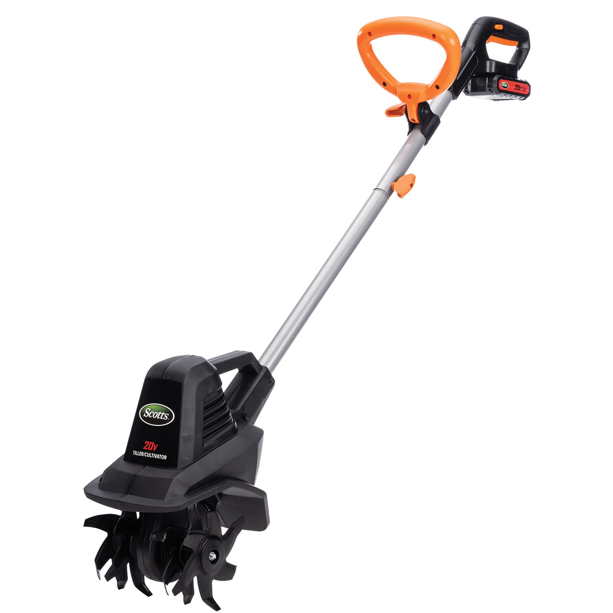 Scotts TC70020S front view showing compact tiller for easy soil prep