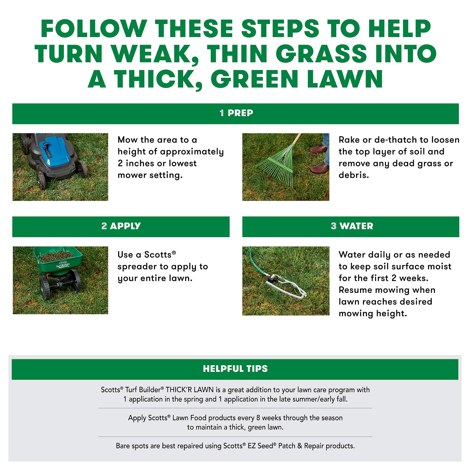 Scotts Thick'R Lawn fresh grass sprouts after overseeding for denser turf
