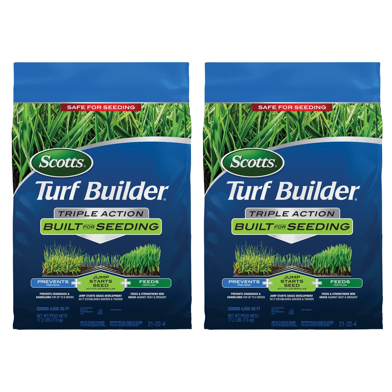 Scotts Triple Action front packaging showing product and coverage benefit