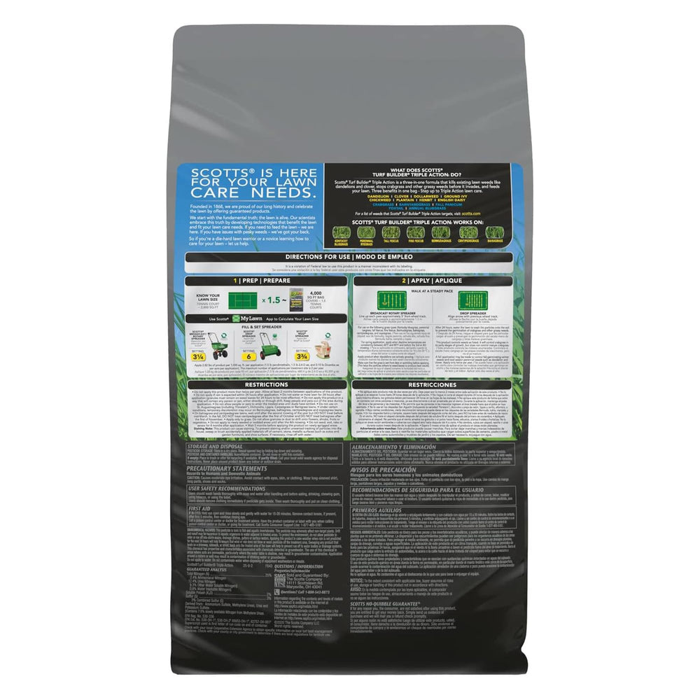 Scotts Triple Action spreader application delivering even coverage