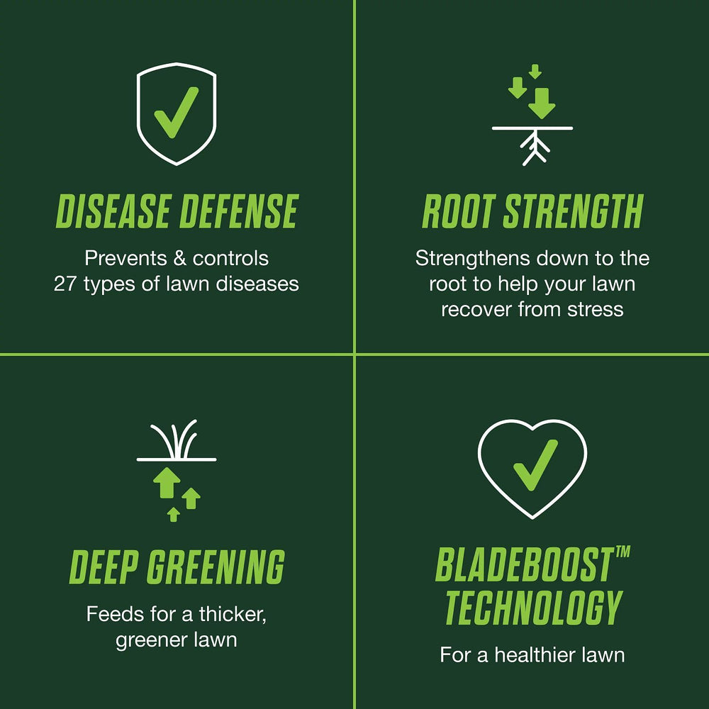 Scotts label close-up highlighting disease coverage and instructions