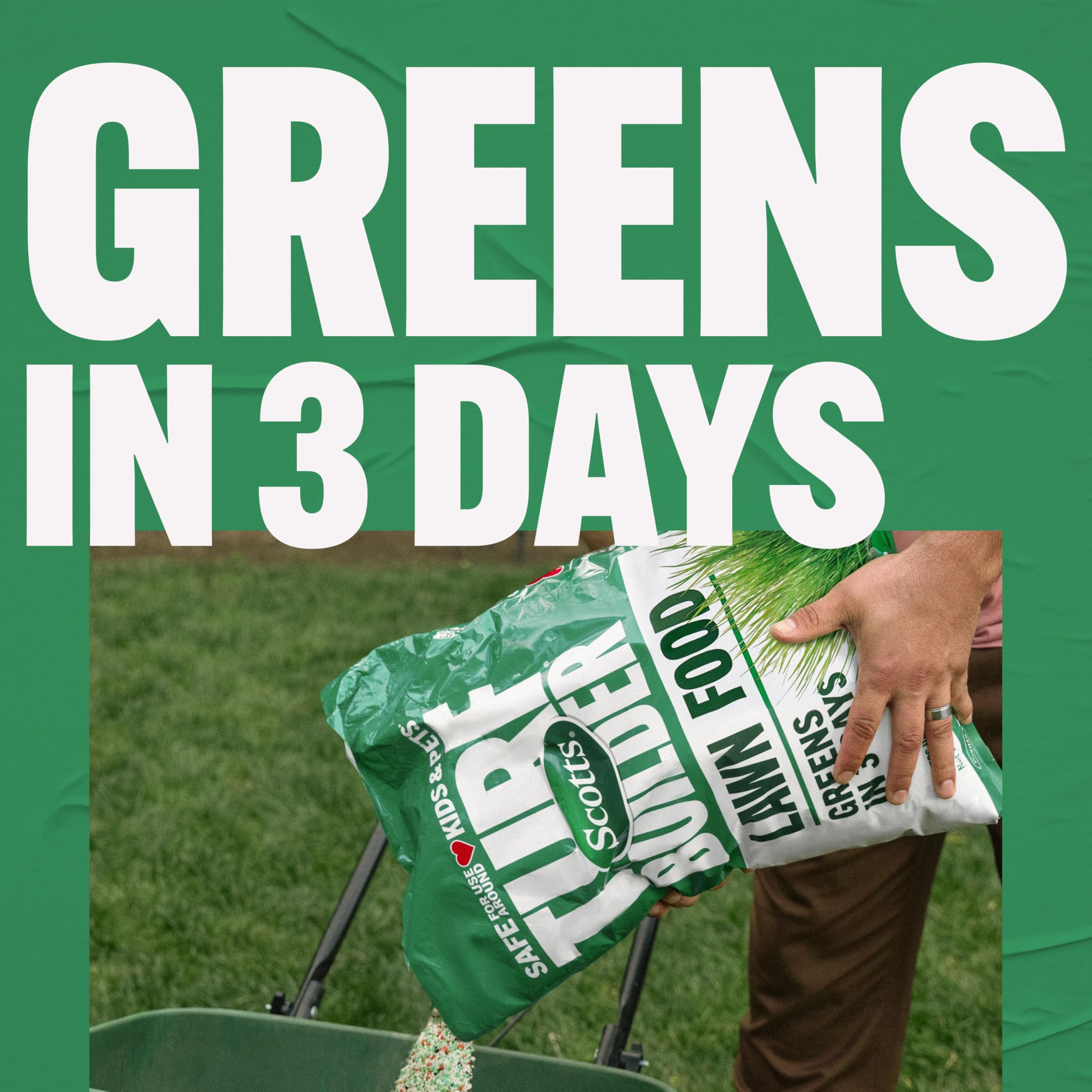 Scotts Turf Builder detailed label highlighting application rates and coverage benefits