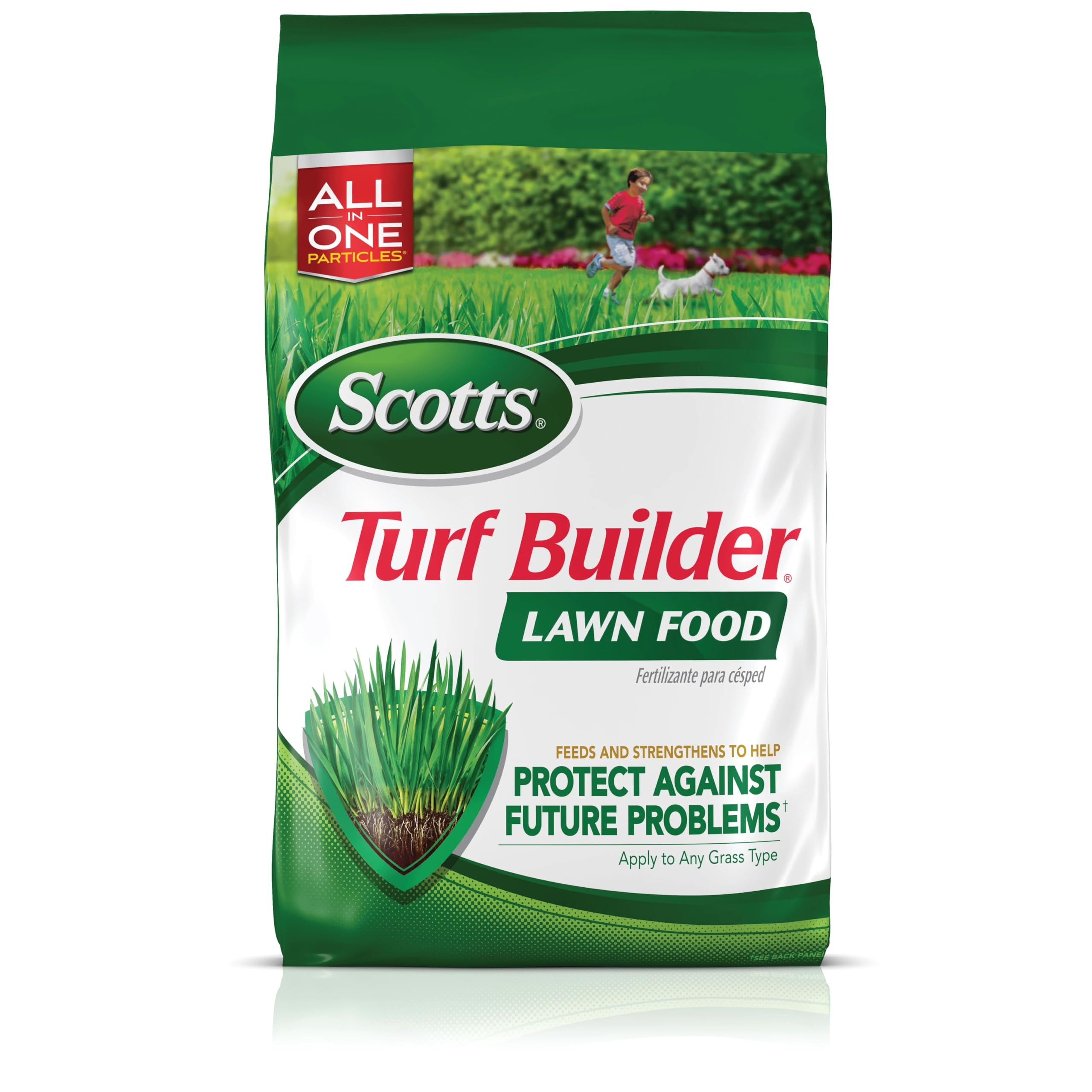 Sweeping Scotts granules from driveway back onto lawn to prevent waste