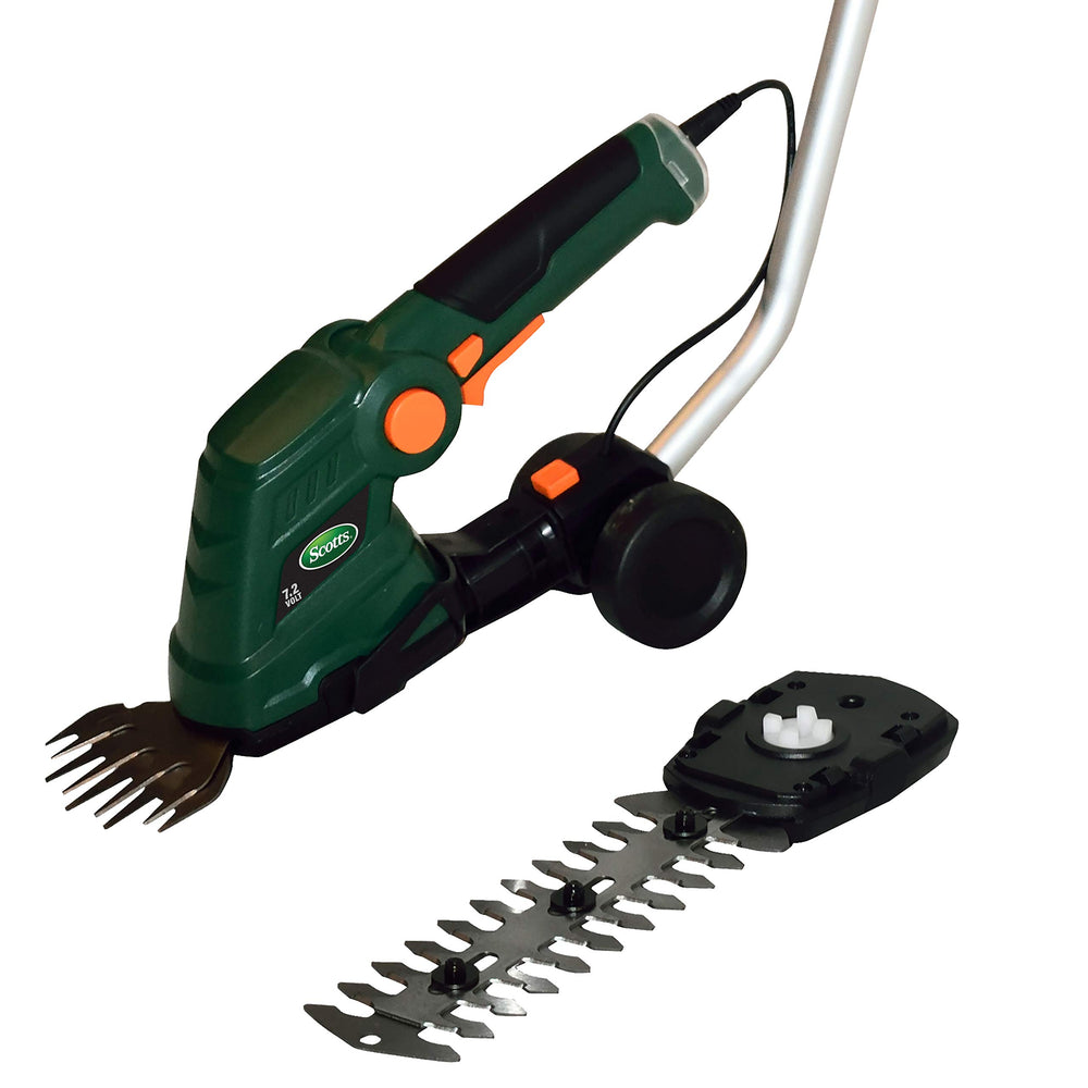 Scotts wheeled handle in use guiding trimmer for reduced bending
