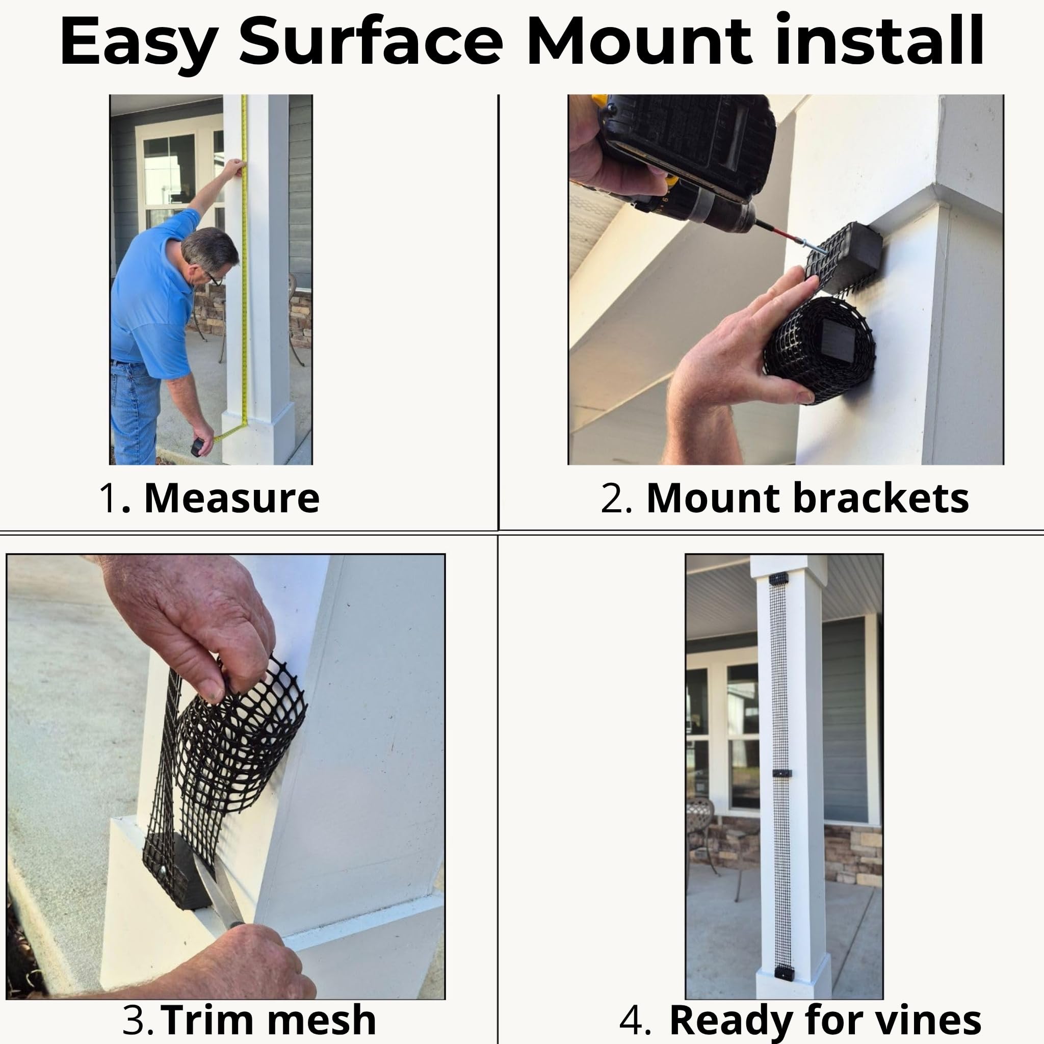 Scroll Trellis bracket and label detail highlighting durable mounting hardware