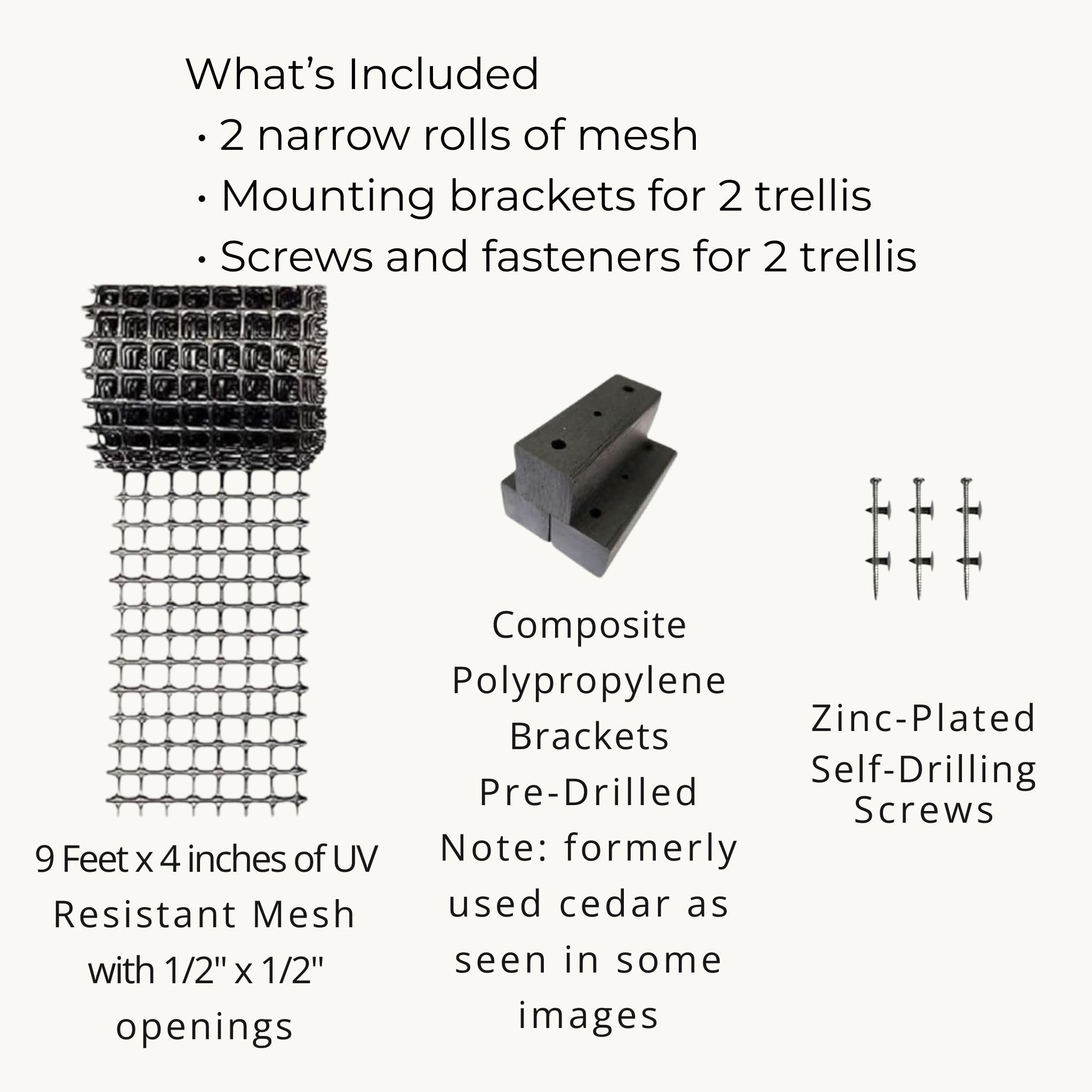 Scroll Trellis retail packaging with two panels showing ready-to-install kit