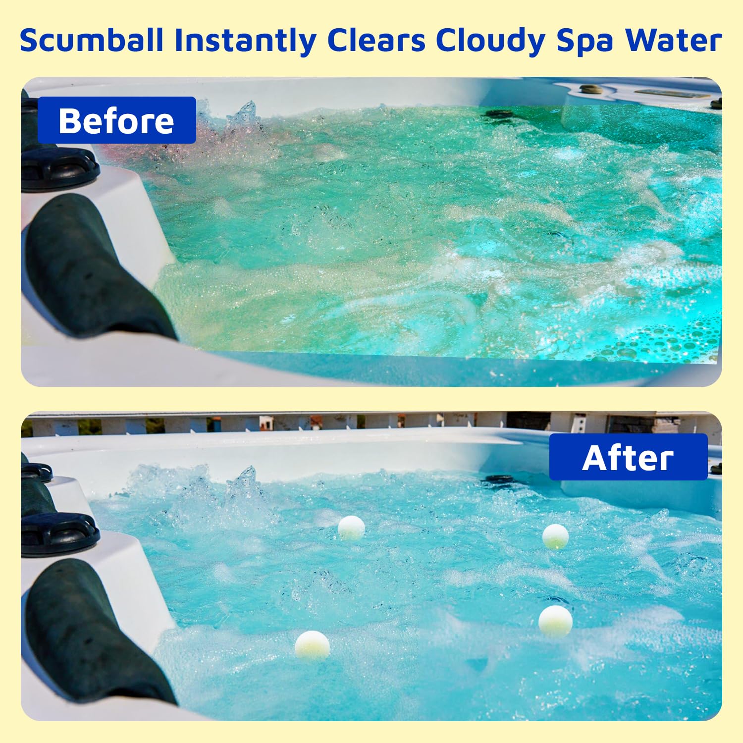 SCUMBALL in hot tub skimmer demonstrating skimmer-friendly placement and filter protection