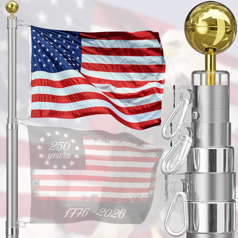 SCWN flag pole front view showing full 20ft height and modern look