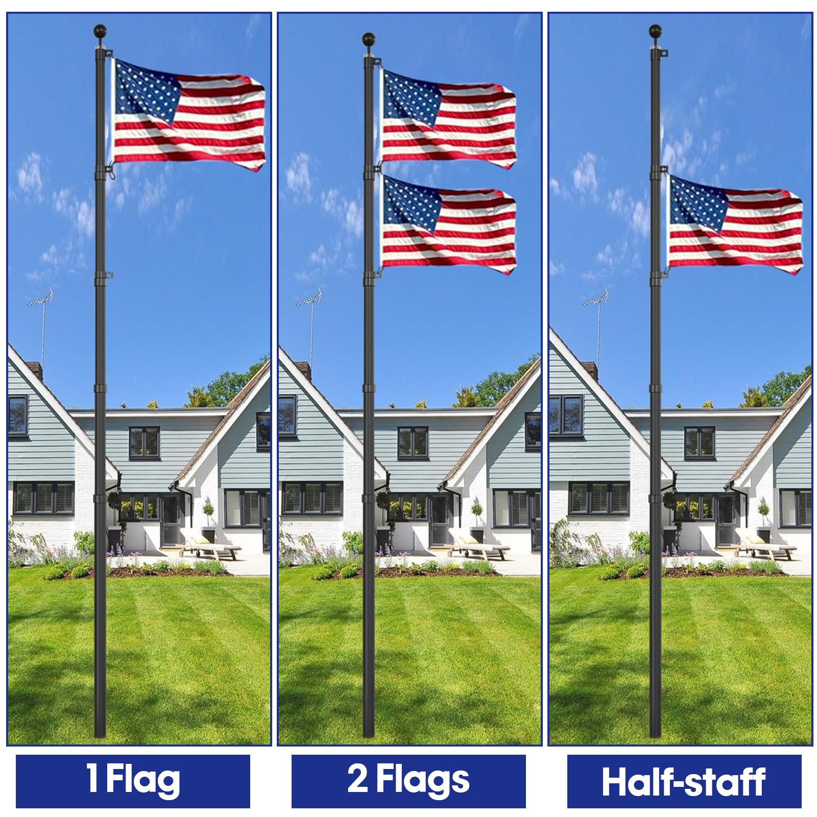 SCWN flag pole installed on lawn showing curb appeal and durability benefit